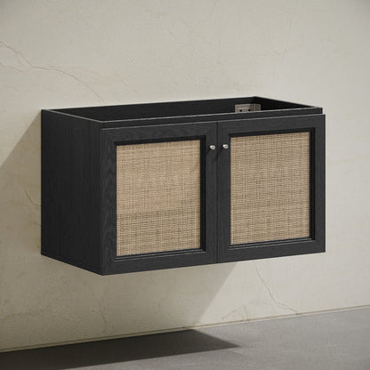Classe 36" Wall-Mounted Bathroom Vanity in Black Oak without Sink Top