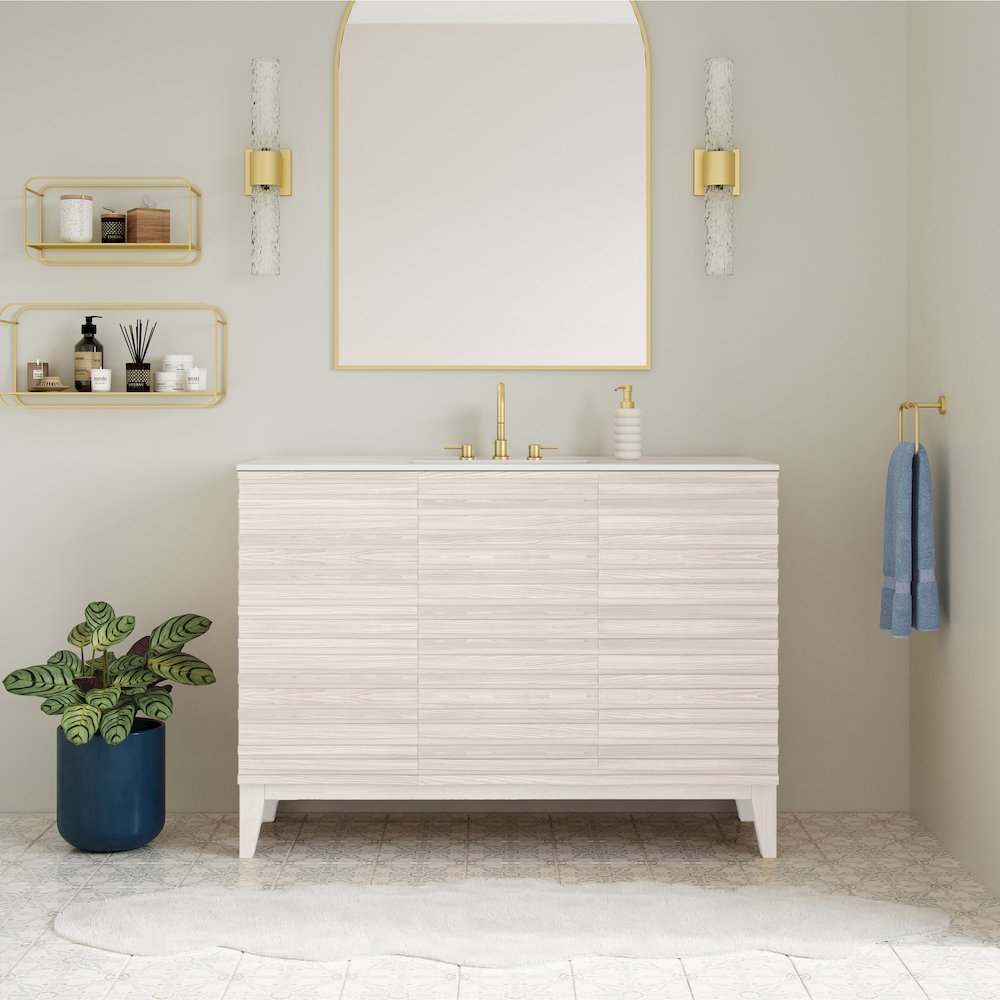 48" Freestanding Bathroom Vanity in White Oak with 3-Hole Widespread Sink Top