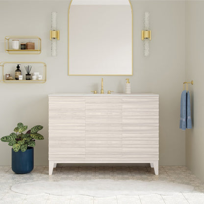 48" Freestanding Bathroom Vanity in White Oak with 3-Hole Widespread Sink Top