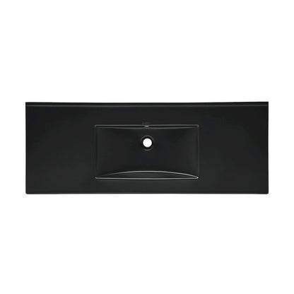 48" Zero Hole Vanity Sink Top in Glossy Black