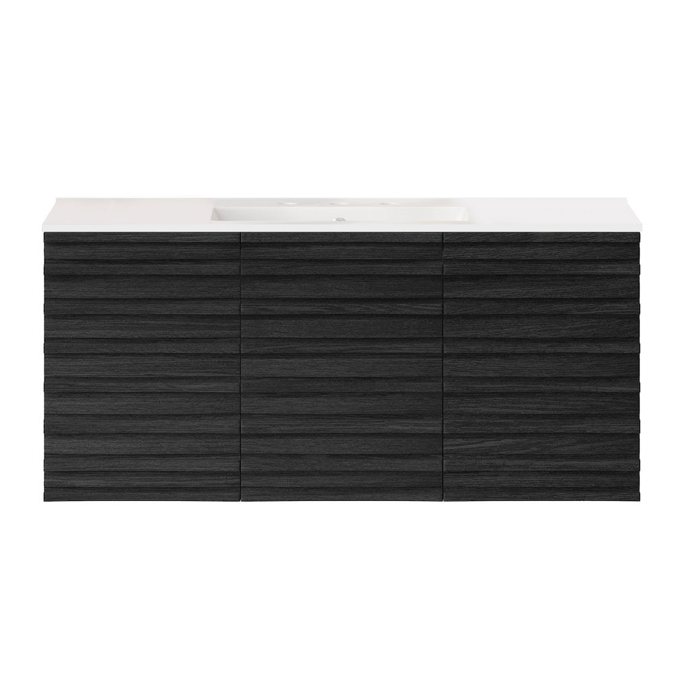 Cascade Wall-Mounted Bathroom Vanity in Black with 3-Hole Widespread Sink Top
