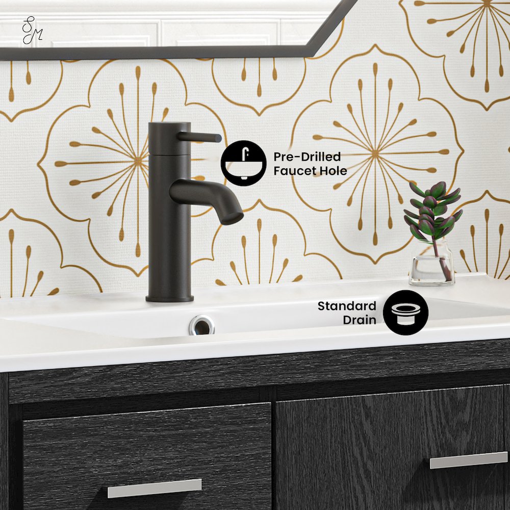 Virage 36" Freestanding Bathroom Vanity in Black Oak with Sink Top