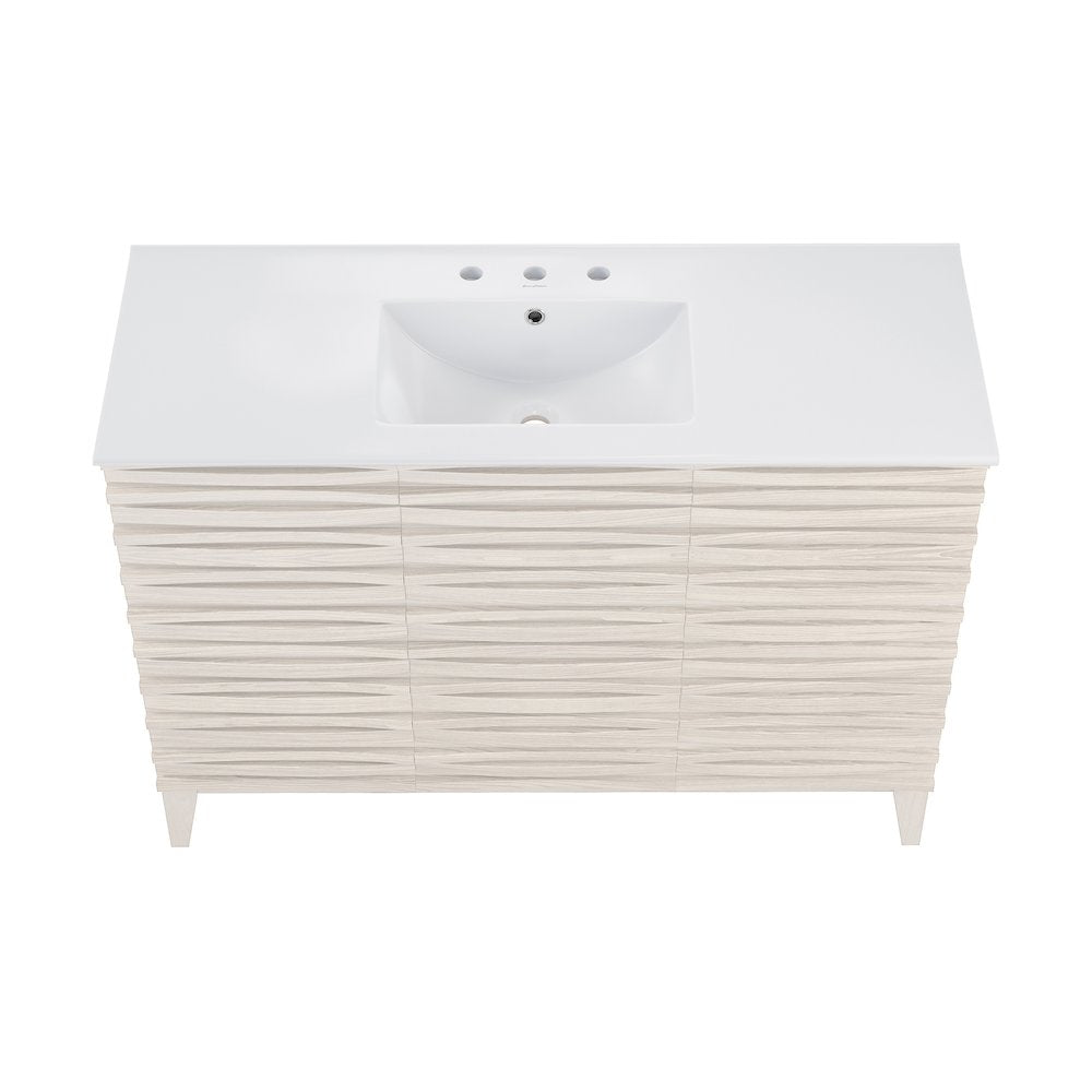 48" Freestanding Bathroom Vanity in White Oak with 3-Hole Widespread Sink Top
