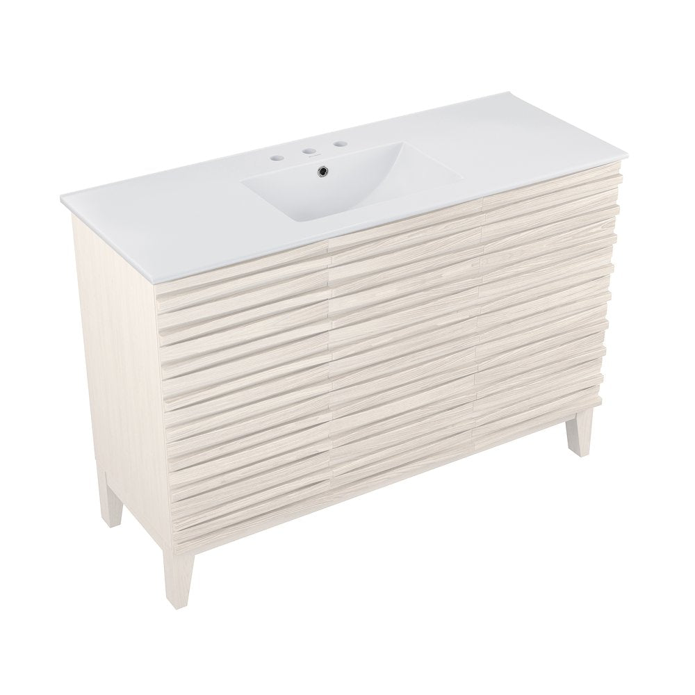 48" Freestanding Bathroom Vanity in White Oak with 3-Hole Widespread Sink Top
