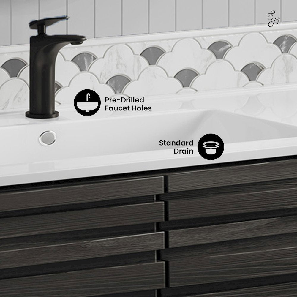 Cascade 30" Freestanding Bathroom Vanity in Black Oak with Sink Top