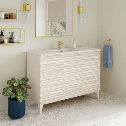 Cascade 48" Freestanding Bathroom Vanity in White Oak with Sink Top