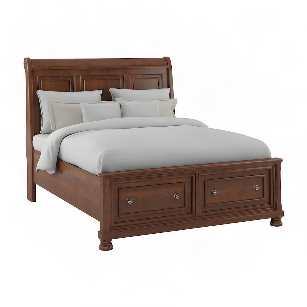 Queen Sleigh Platform Bed Frame with Storage Drawers, Headboard