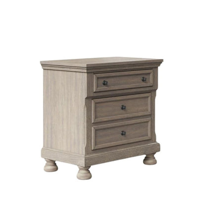 Gray 2 Drawer Nightstand, Rustic Wood Table with Textured Finish