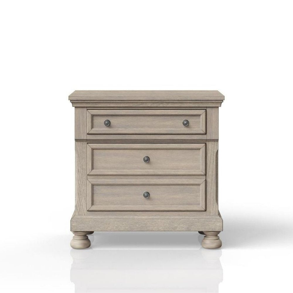 Gray 2 Drawer Nightstand, Rustic Wood Table with Textured Finish