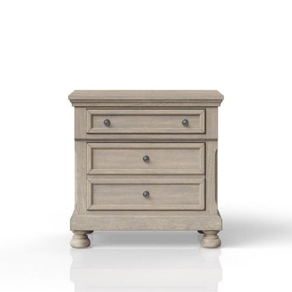 Gray 2 Drawer Nightstand, Rustic Wood Table with Textured Finish