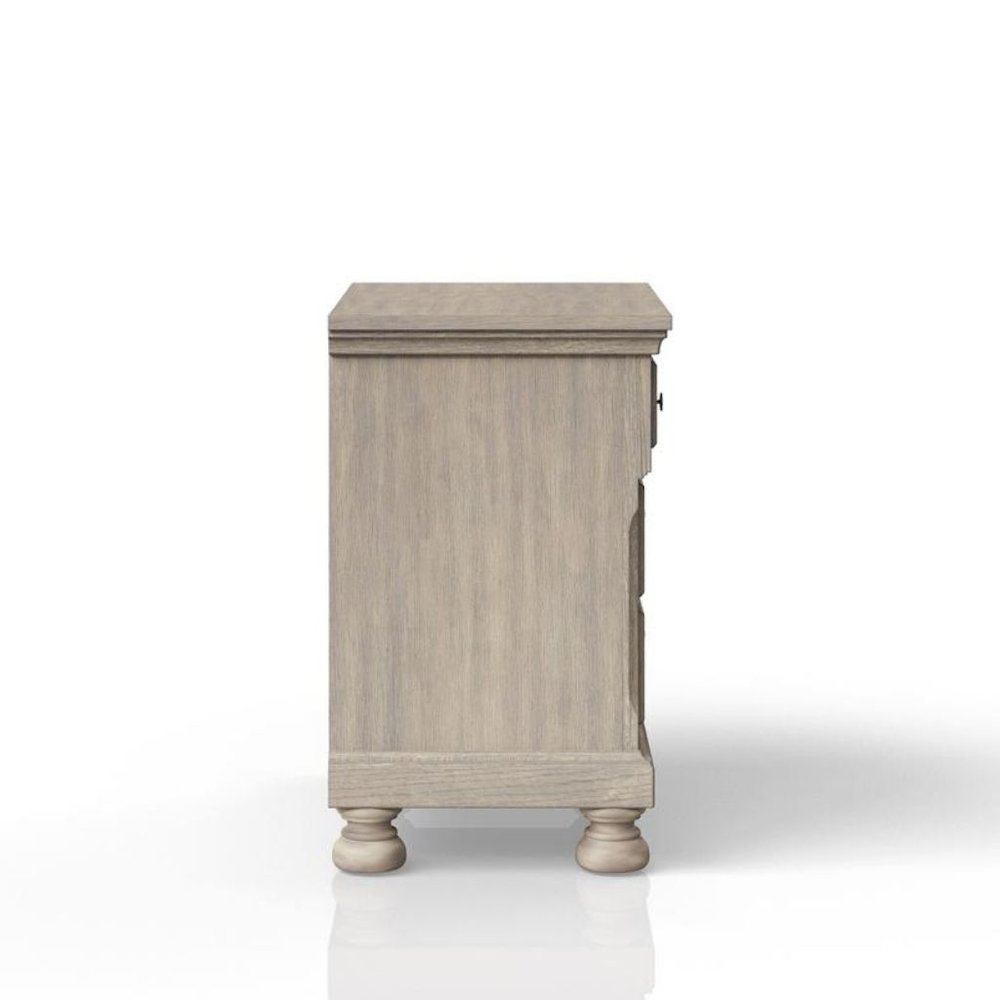 Gray 2 Drawer Nightstand, Rustic Wood Table with Textured Finish