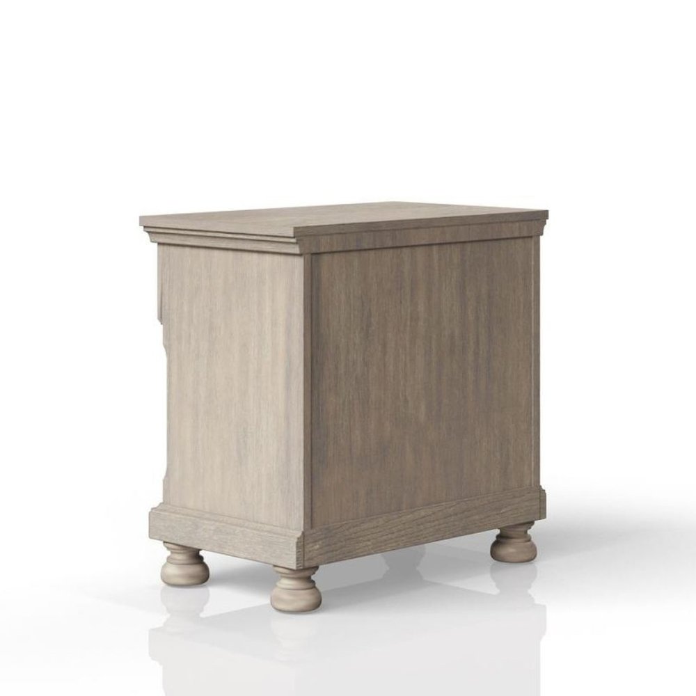 Gray 2 Drawer Nightstand, Rustic Wood Table with Textured Finish