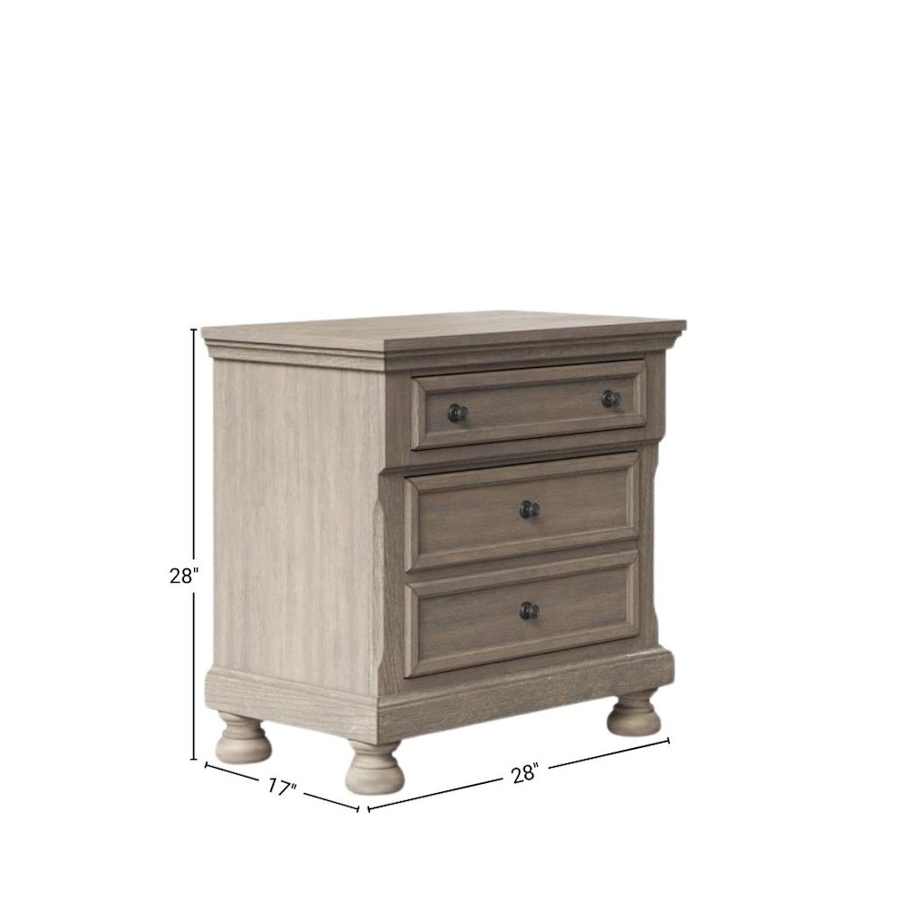 Gray 2 Drawer Nightstand, Rustic Wood Table with Textured Finish