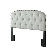 Light Gray Upholstered Queen Headboard, Solid Rubberwood Frame