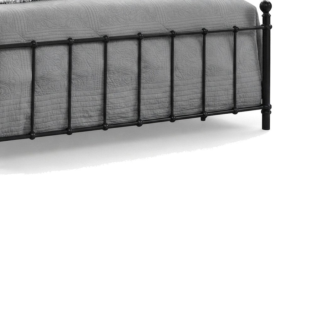 Full Size Metal Flat-Rail Platform Bed Frame with Spindle Headboard