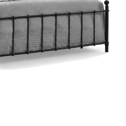 Full Size Metal Flat-Rail Platform Bed Frame with Spindle Headboard