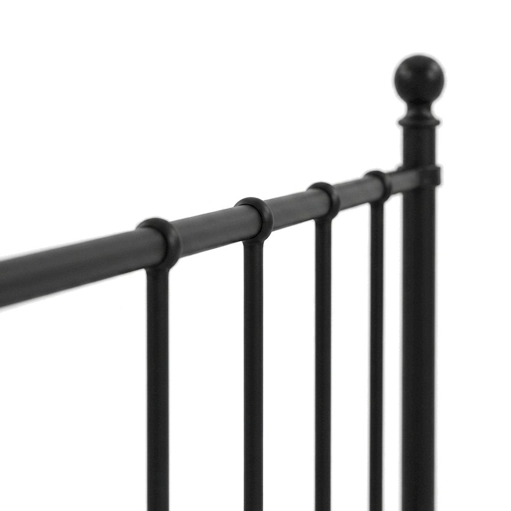 Full Size Metal Flat-Rail Platform Bed Frame with Spindle Headboard