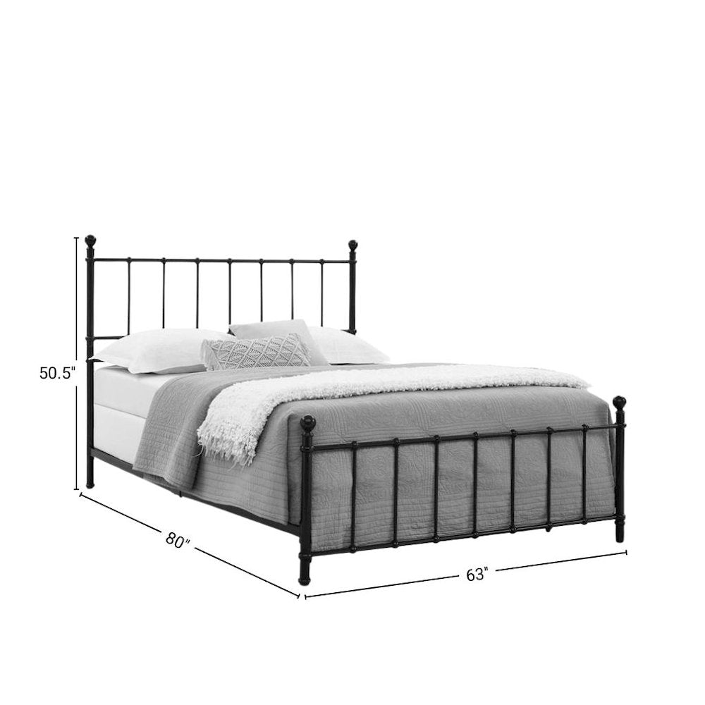 Black Queen Bed Frame with Headboard in Powder Coated Metal Design