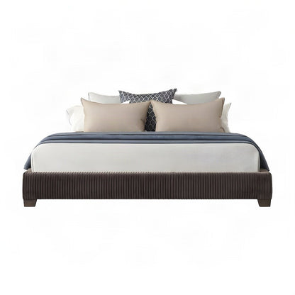 Upholstered King Platform Bed Frame and Headboard, Rubberwood