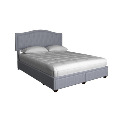 Gray Queen Bed Frame with 2 Drawers and Upholstered Storage Headboard