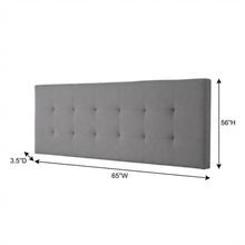 Gray Upholstered Queen Headboard with Rubberwood Frame and Padded Design