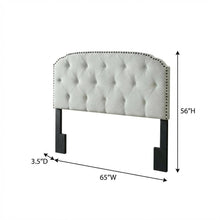Light Gray Upholstered Queen Headboard, Solid Rubberwood Frame