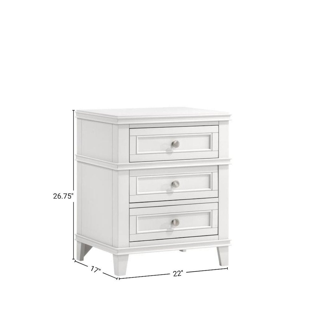 White Nightstand with 3 Drawers, 3 Tier Wood Organizer and USB Port