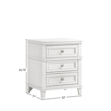 White Nightstand with 3 Drawers, 3 Tier Wood Organizer and USB Port
