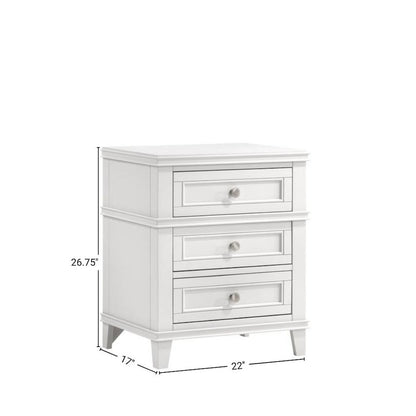 White Nightstand with 3 Drawers, 3 Tier Wood Organizer and USB Port