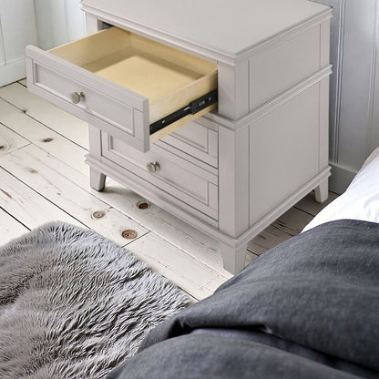 Gray Nightstand with Drawers, 3 Tier Wood Organizer and USB Port