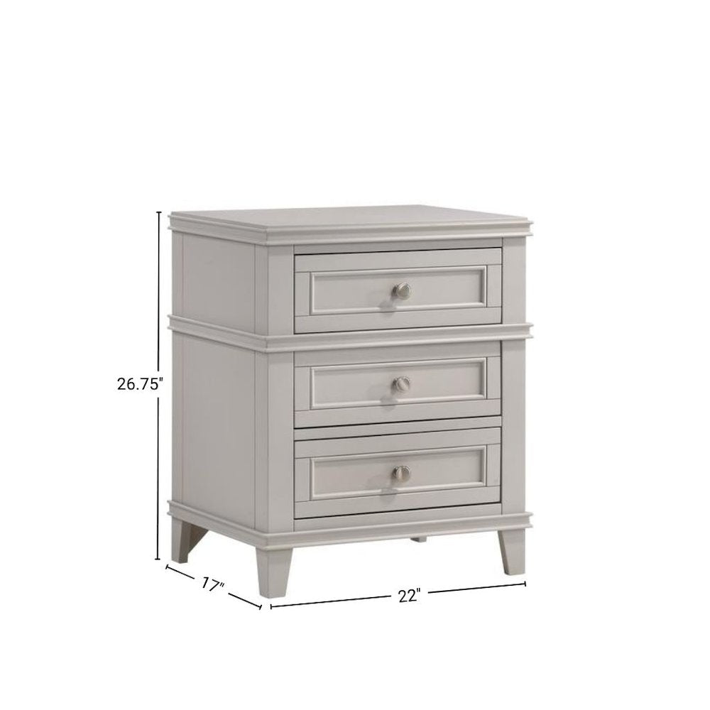 Gray Nightstand with Drawers, 3 Tier Wood Organizer and USB Port