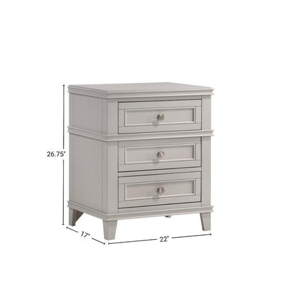 Gray Nightstand with Drawers, 3 Tier Wood Organizer and USB Port