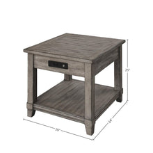 Gray Wooden Side Table with Drawer, USB Ports – End Tables Living Room