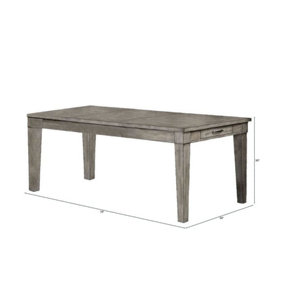 Gray Wood Dining Table with 2Drawers – Farmhouse Kitchen Table for 4