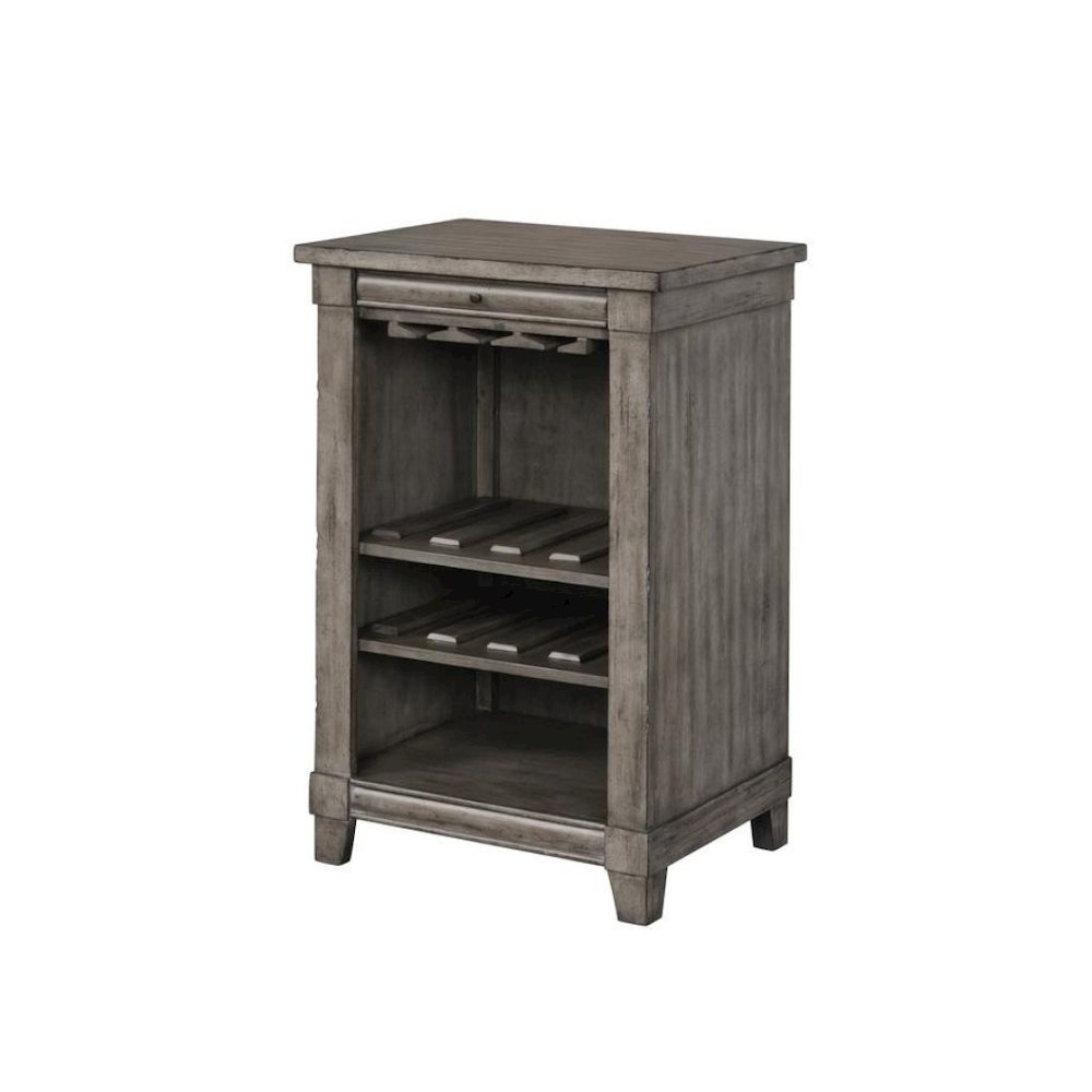 Gray Wine Cabinet with Storage – Bar for Living Room with Tray and Shelf