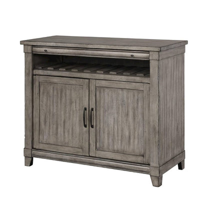 Gray Console Table with Storage – Rustic Bar Cabinet for Living Room Use