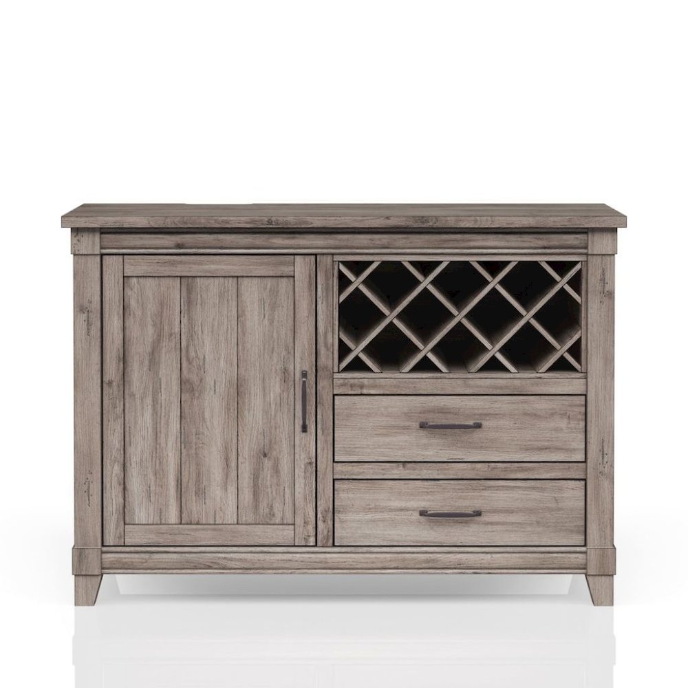 Gray Wine Cabinet with Doors – Rustic Bar Cabinet with Bottle Storage