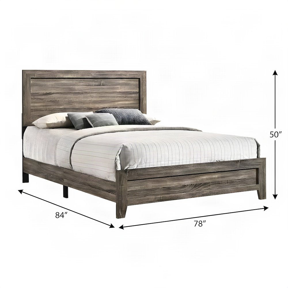 Poplar Wood Full Size Bed Frame with Headboard and USB Charging