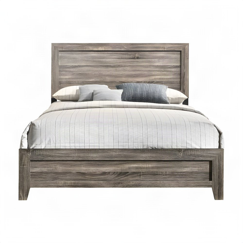 Poplar Wood Full Size Bed Frame with Headboard and USB Charging