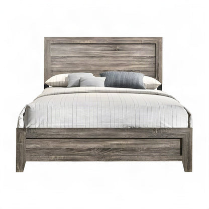 Poplar Wood Full Size Bed Frame with Headboard and USB Charging