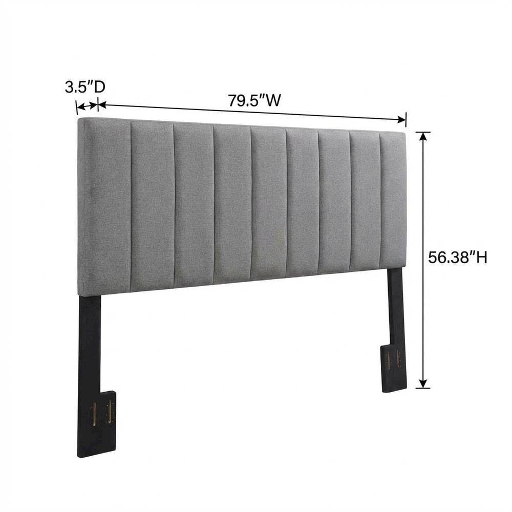 Gray King Upholstered Headboard with Padded Design and Durable Frame