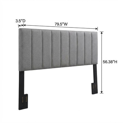 Gray King Upholstered Headboard with Padded Design and Durable Frame