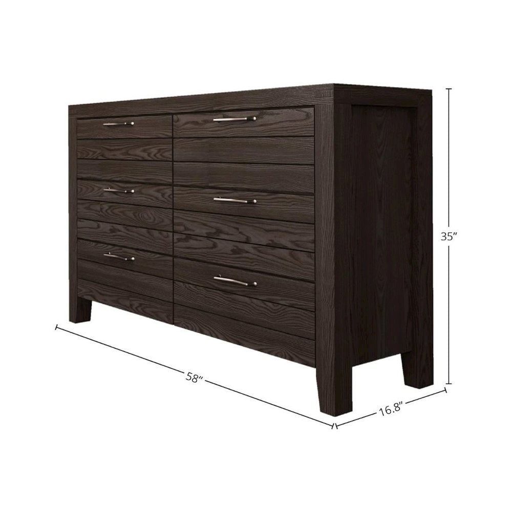 Brown Wood 6 Drawer Dresser – Solid Hardwood Dresser for Bedroom Storage