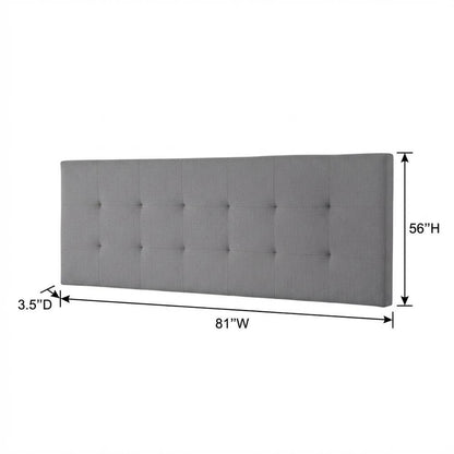 Gray Upholstered King Headboard with Rubberwood Frame and Stylish Design