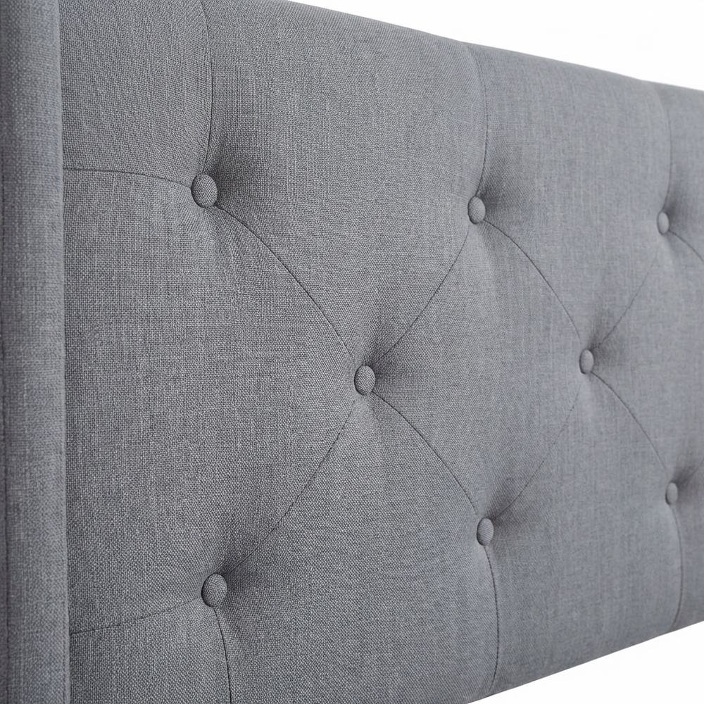 Gray Upholstered King Headboard with Rubberwood Frame and Padded Design