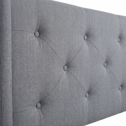 Gray Upholstered King Headboard with Rubberwood Frame and Padded Design
