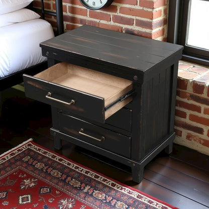 Black Nightstand with 3 Drawers, 3 Tier Storage Organizer Cabinet