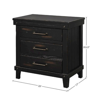 Black Nightstand with 3 Drawers, 3 Tier Storage Organizer Cabinet