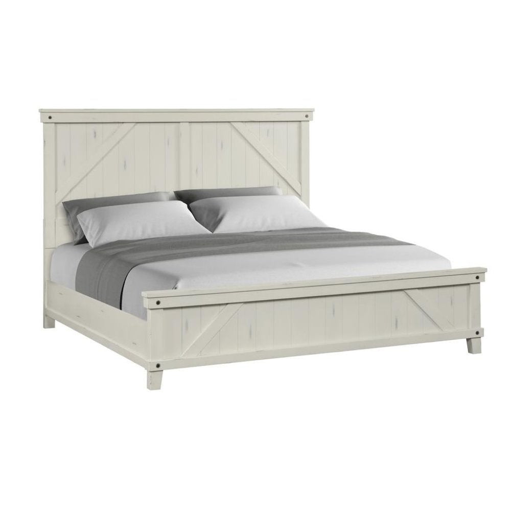 White King Bed Frame with Headboard in Wood and European Slat System