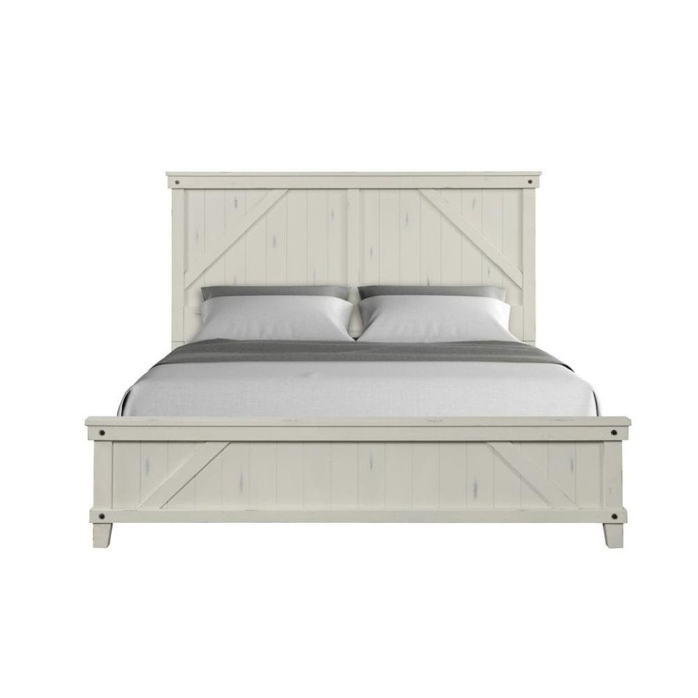 White King Bed Frame with Headboard in Wood and European Slat System